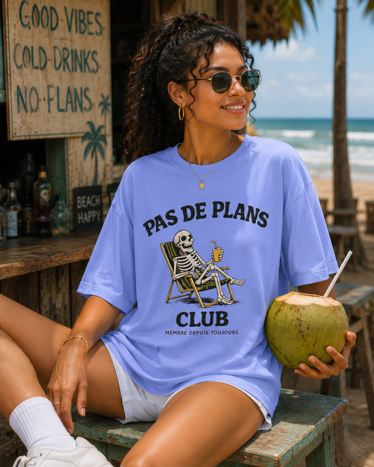 Pas de Plans Club T-Shirt — Relaxed Skeleton Graphic Tee