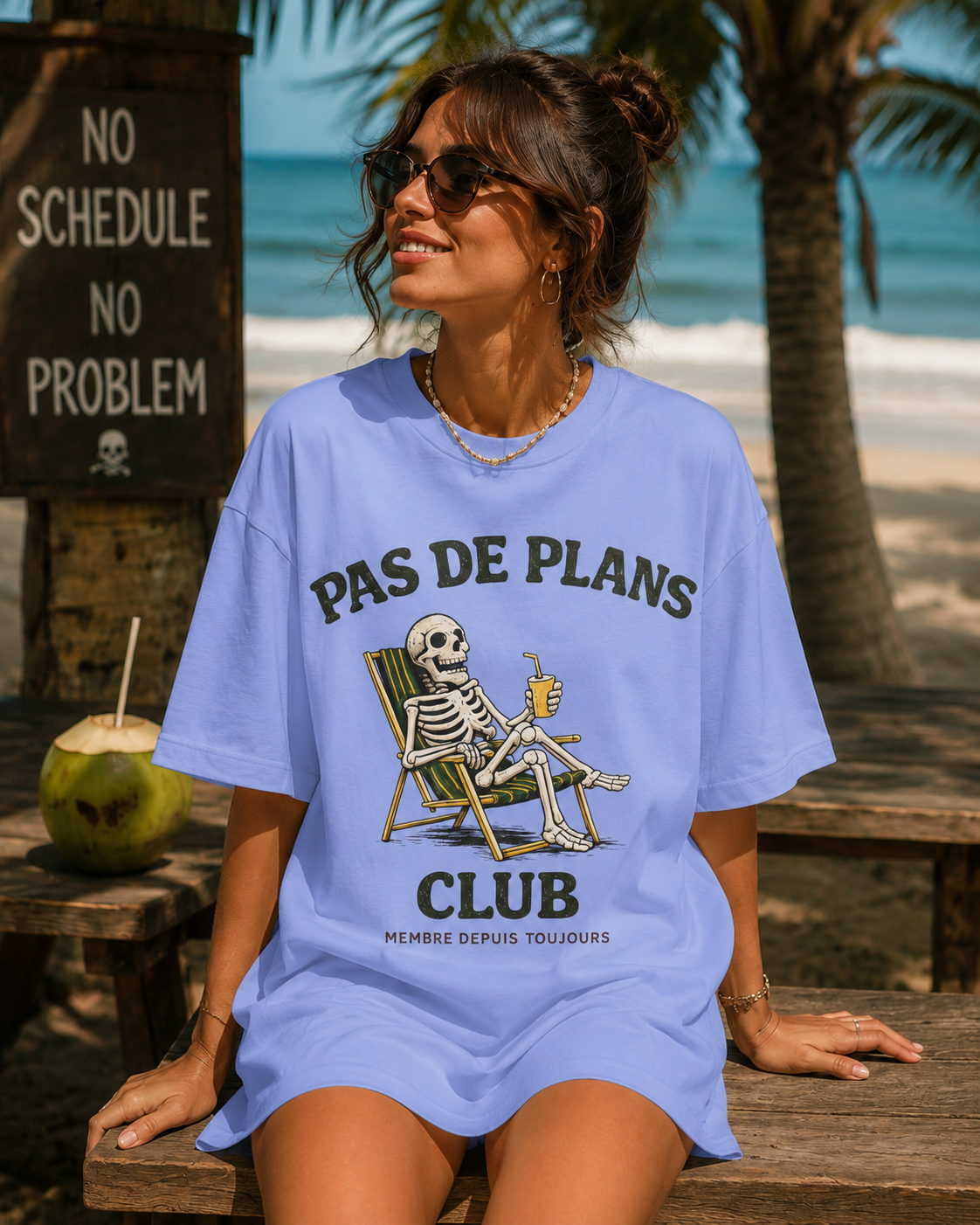 Pas de Plans Club T-Shirt — Relaxed Skeleton Graphic Tee