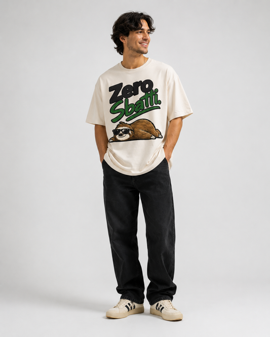 Zero Sbatti Sloth Tee — Funny Relaxed Graphic T-Shirt