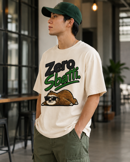 Zero Sbatti Sloth Tee — Funny Relaxed Graphic T-Shirt