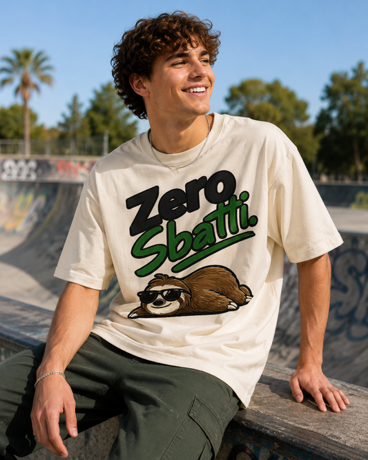 Zero Sbatti Sloth Tee — Funny Relaxed Graphic T-Shirt
