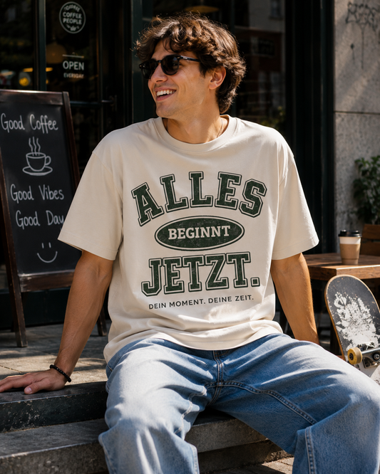 Alles Beginnt Jetzt T‑Shirt — Motivational German Graphic Tee