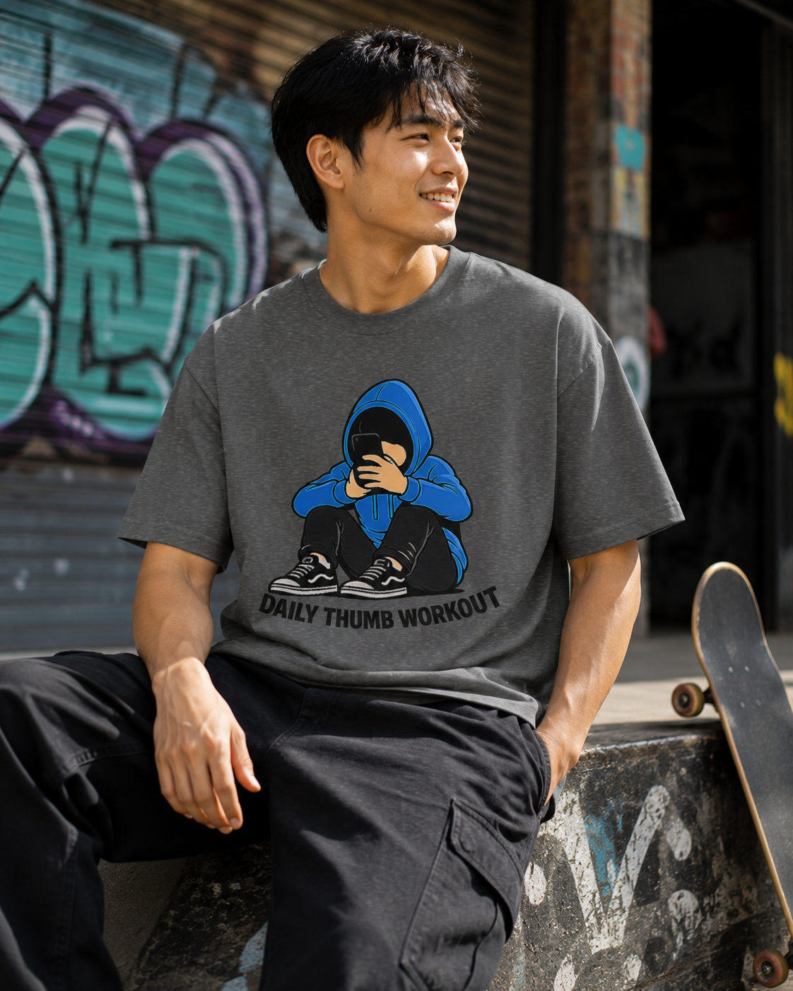 Daily Thumb Workout T-Shirt — Gamer Phone Addict Graphic Tee