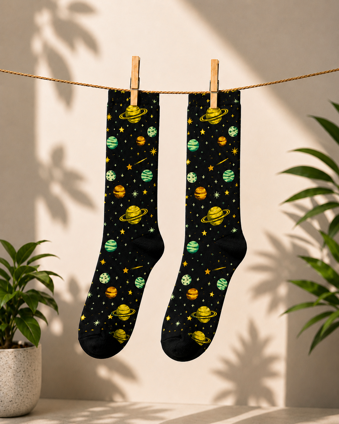 Planet Pattern Crew Socks — Space Galaxy Sublimation Socks