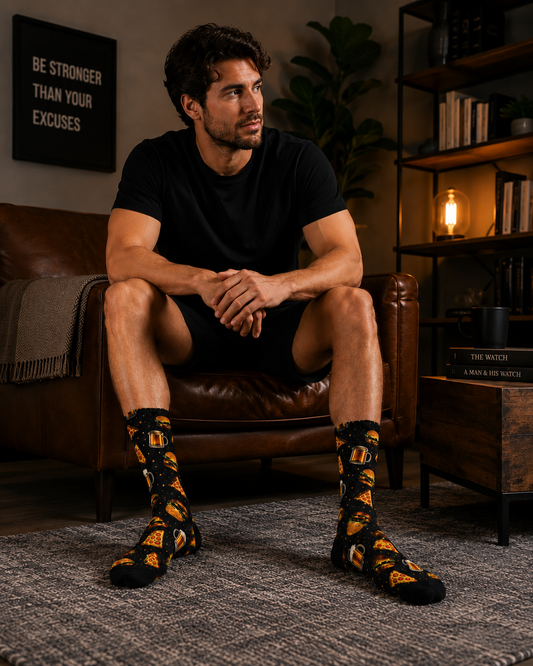 Pizza, Burger & Beer Crew Socks — Fun Food Pattern Sublimated Socks