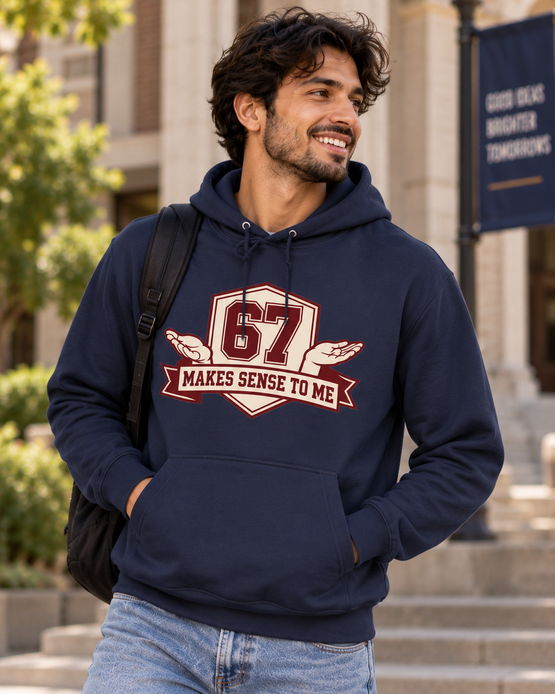 67 Makes Sense To Me Hoodie – Vintage College Number Graphic Pullover