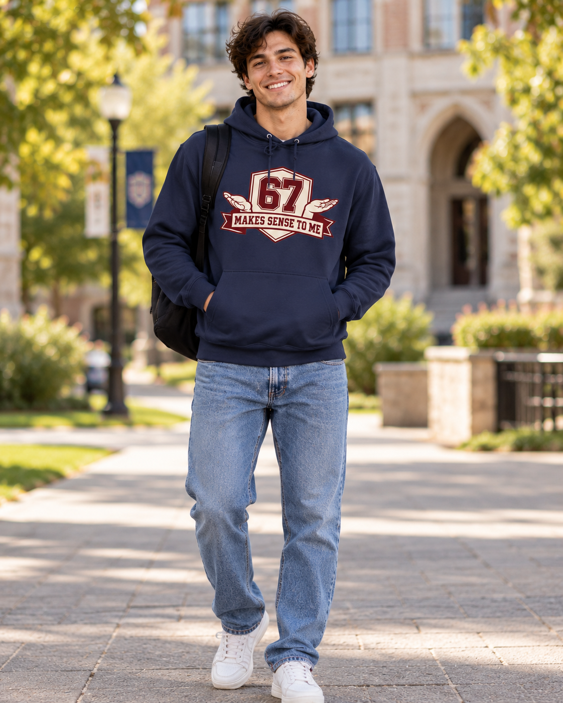 67 Makes Sense To Me Hoodie – Vintage College Number Graphic Pullover