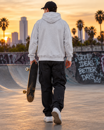 Graffiti Halo Hoodie — Urban Streetwear Pullover with Red Dot Accent