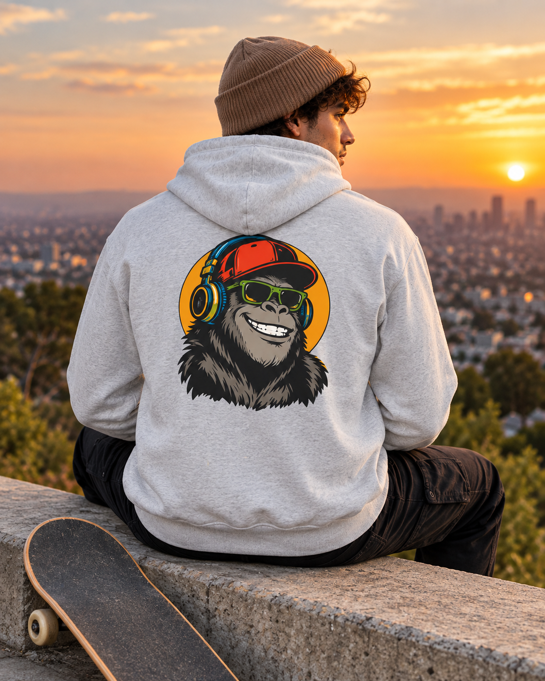 Gorilla DJ Hoodie — Retro Music-Lover Graphic Pullover