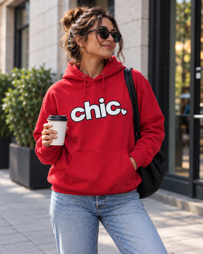 Chic Heart Hoodie — Girly Pink College-Style Pullover