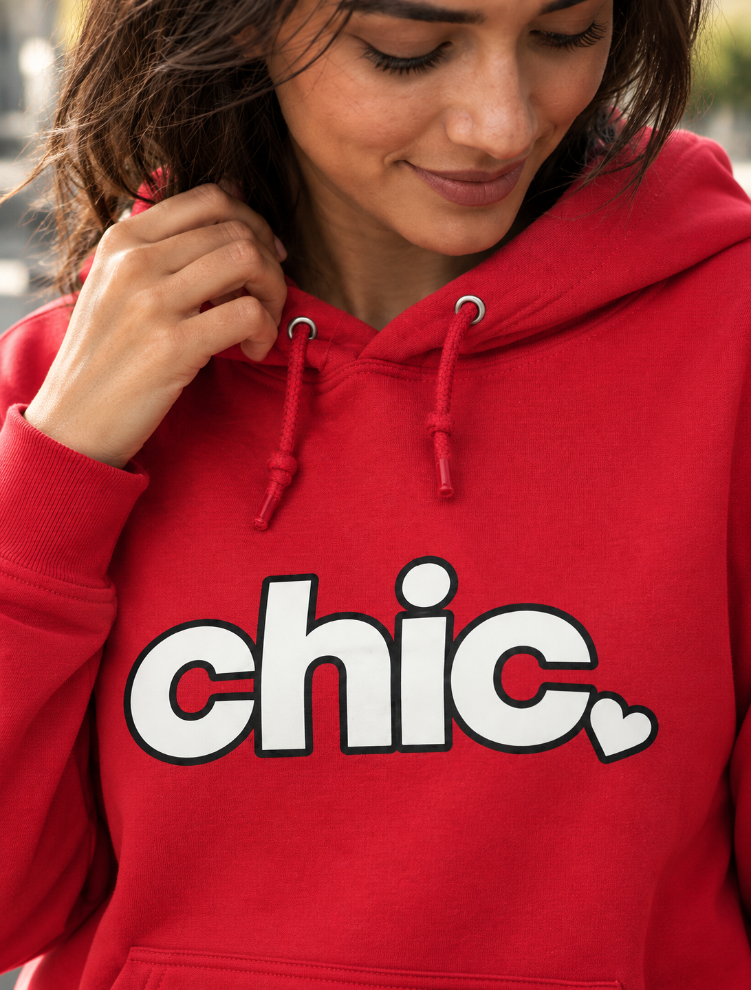 Chic Heart Hoodie — Girly Pink College-Style Pullover
