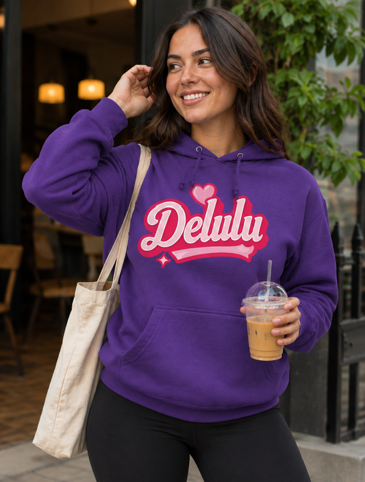 Delulu Heart Hoodie — Cute Girly College Sweatshirt
