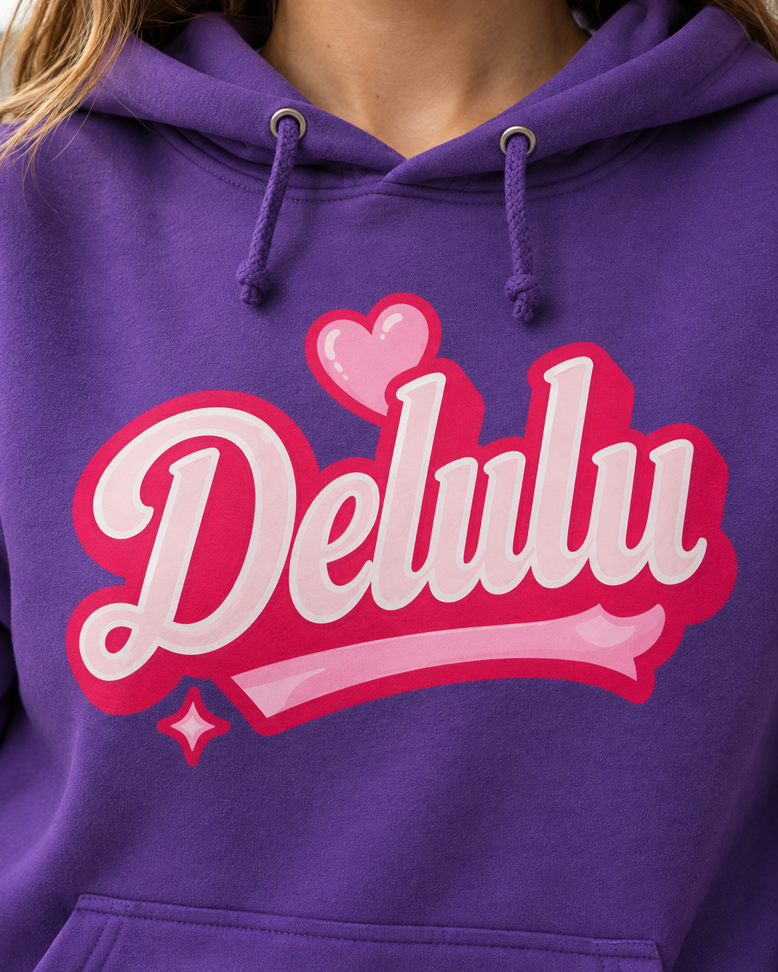 Delulu Heart Hoodie — Cute Girly College Sweatshirt