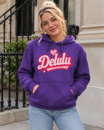 Delulu Heart Hoodie — Cute Girly College Sweatshirt