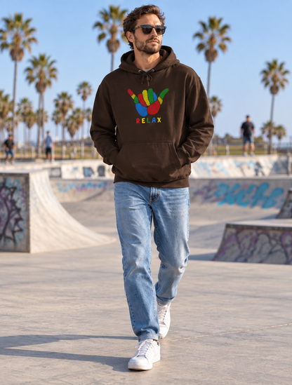 Relax Rainbow Hoodie — Pastel Peace Sign Pullover