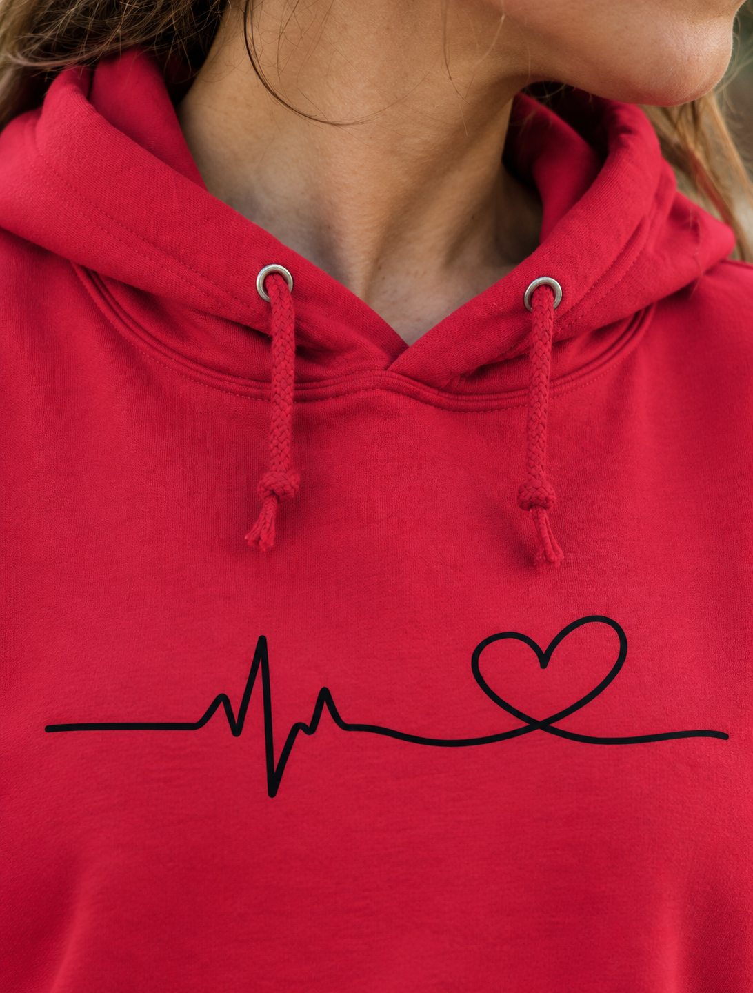 Heartbeat Heart Hoodie — Cute Girls' College Sweatshirt