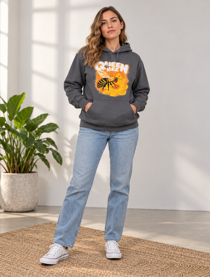Queen Bee Hoodie - Cute Floral Bee Graphic Sweatshirt for Women