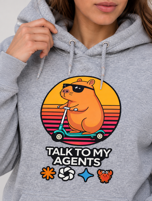 Talk To My Agents Hoodie — Cute Retro Sloth Scooter Graphic Hoodie