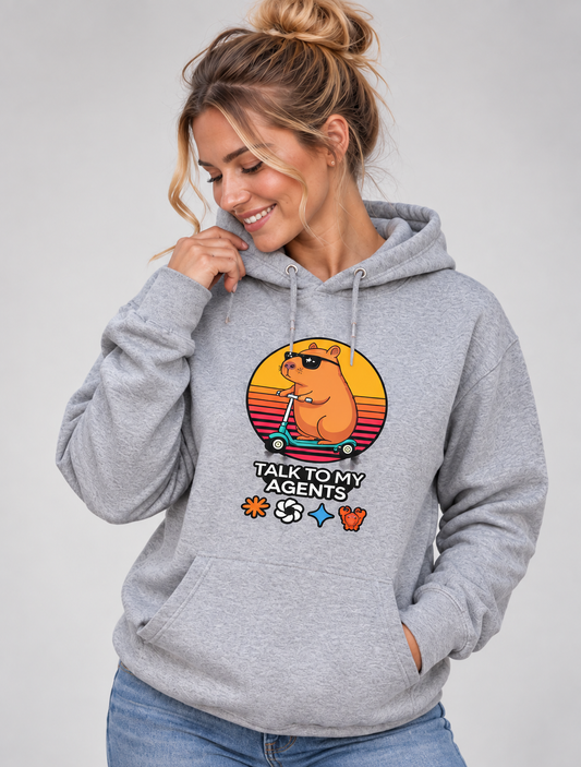 Talk To My Agents Hoodie — Cute Retro Sloth Scooter Graphic Hoodie