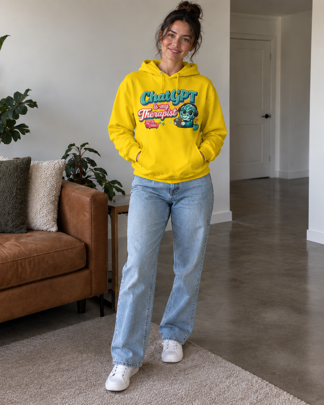 ChatGPT Is My Therapist Hoodie — Cute Retro AI Graphic Pullover for Students & Tech Lovers
