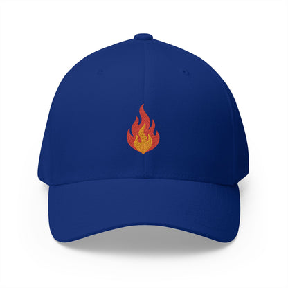 Embroidered Flame Cap — Small Fire Patch Baseball Hat