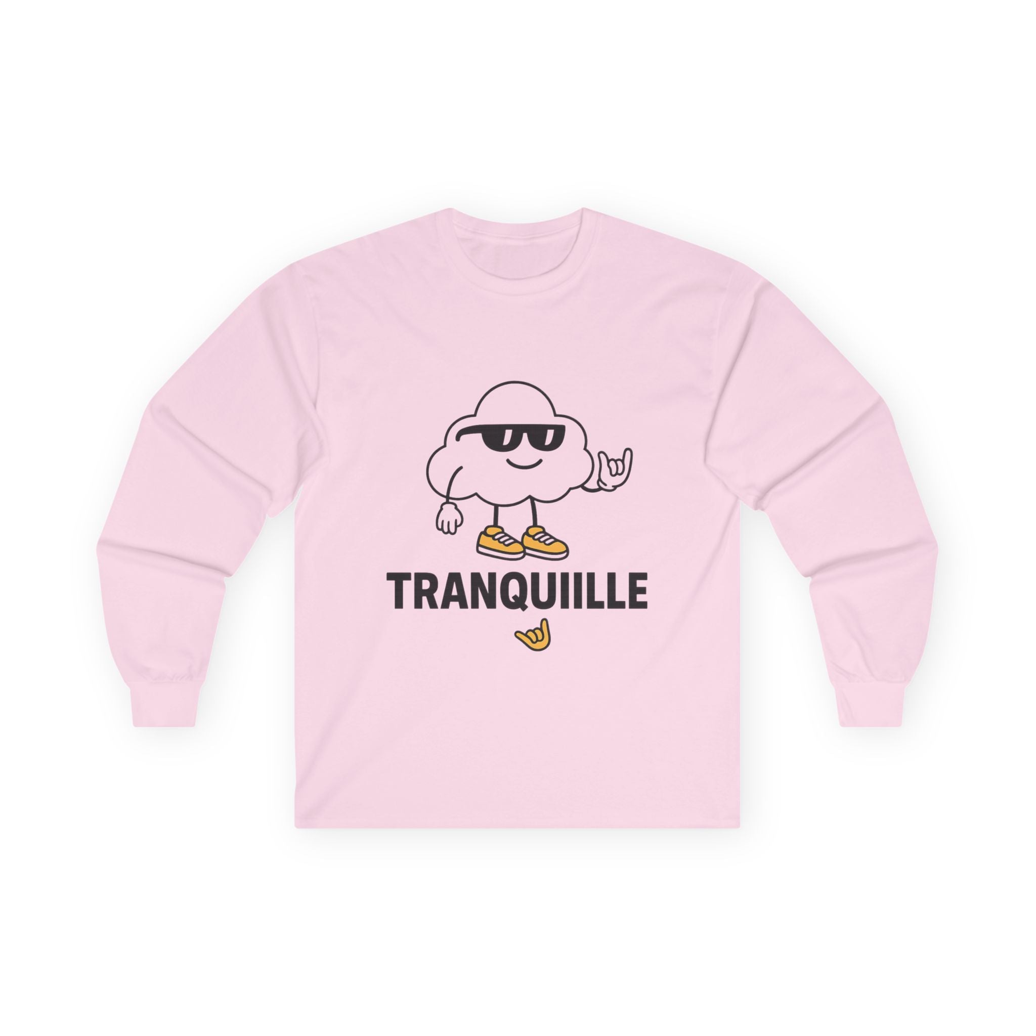 Tranquil Graphic Long Sleeve Tee, Relaxed Fit Shirt, Unisex Cotton Tee, Cool Weather Wear, Perfect Gift for Chill Vibes