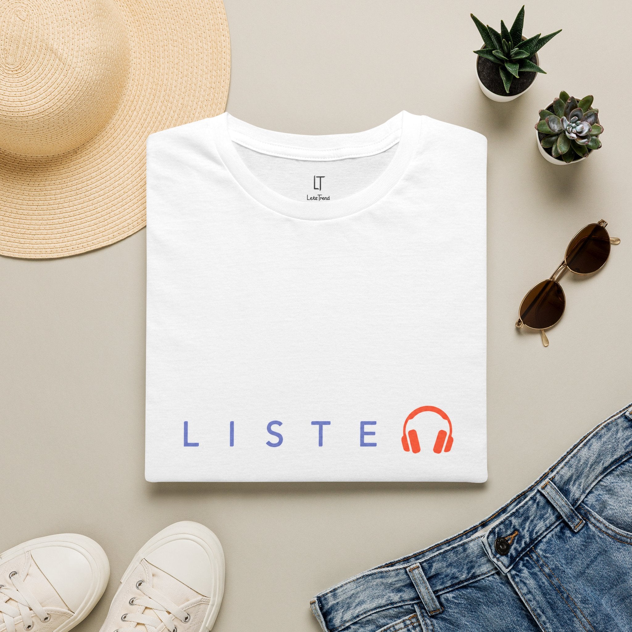 T-Shirt — “LISTEN” Minimal Headphones Graphic Tee