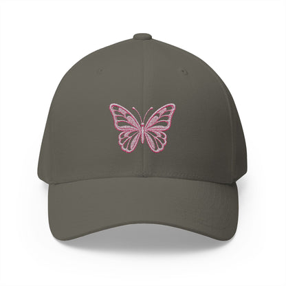 Embroidered Pink Butterfly Cap — Women’s Cute Floral Baseball Hat